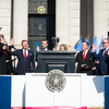 Statewide elected officials, including Attorney General Gentner Drummond and
State Treasurer Todd Russ, swear their oath of office at the Oklahoma State Capitol on
Monday, Jan. 9, 2023. (Michael Duncan)